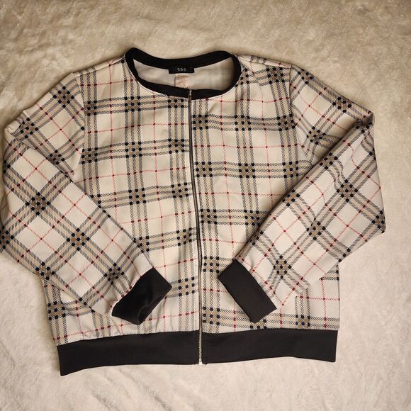 R&B 80s/90s Style Cropped Zip Up Plaid Jacket Cropped  Vintage... - Picture 1 of 6